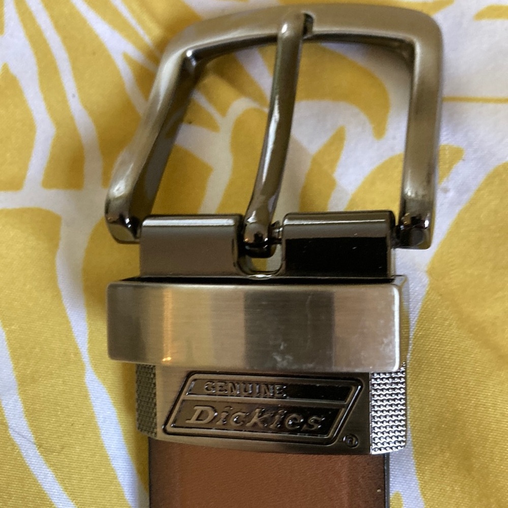 Dickies Tan Leather Belt with Silver Buckle